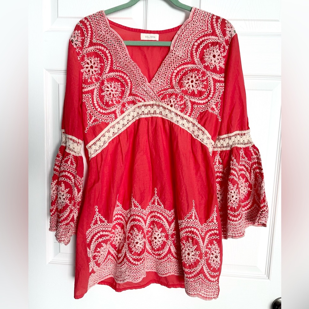 Velzera Red and Cream Mini Dress